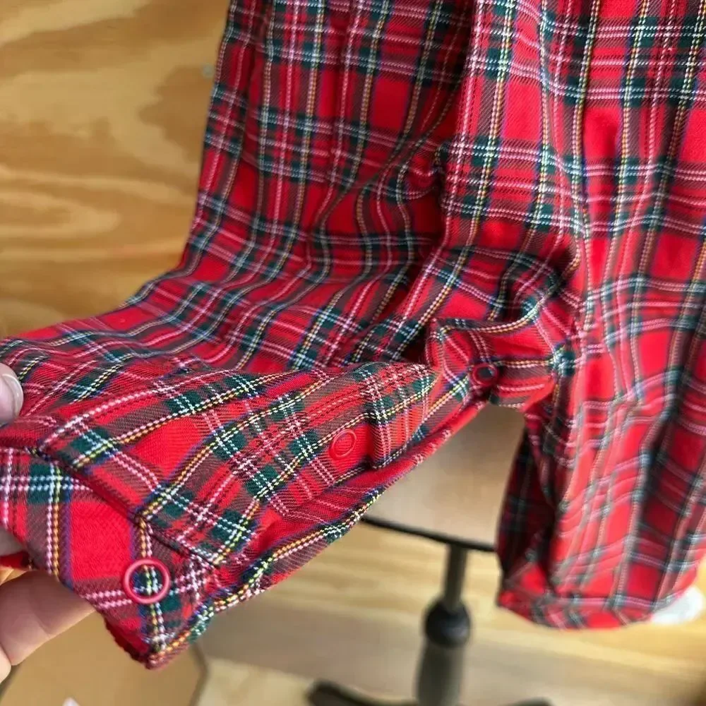 NWT Carriage Boutique Red Plaid Baby Romper with White Collar